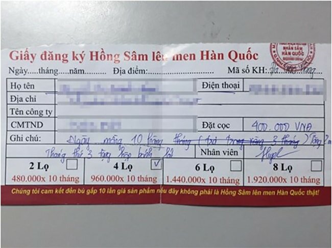 Hợp đồng mua bán sâm Hàn Quốc trá hình